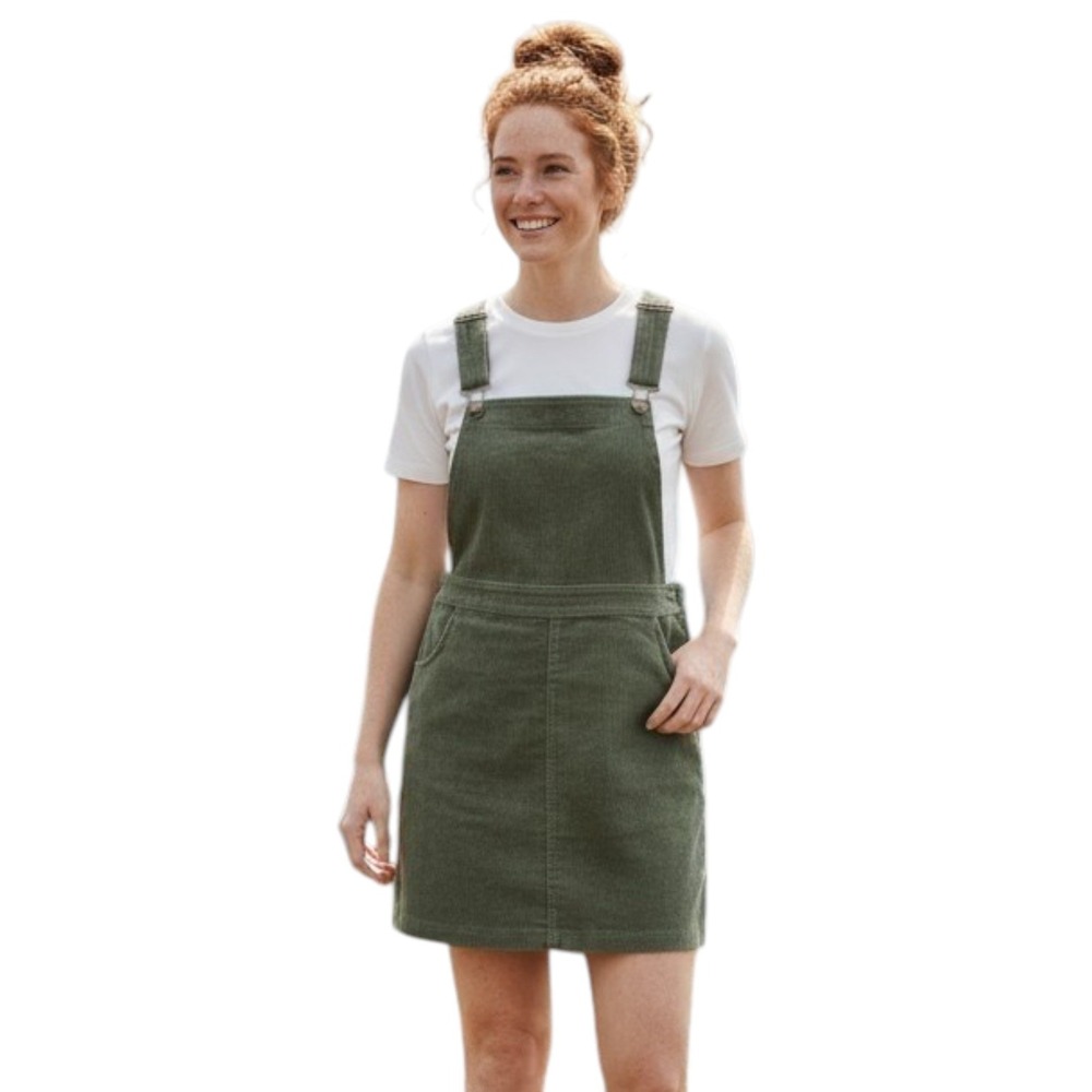 Fashion on Earth Overall Dress Olive Green Corduroy Jumper Gorpcore Earthy - XL